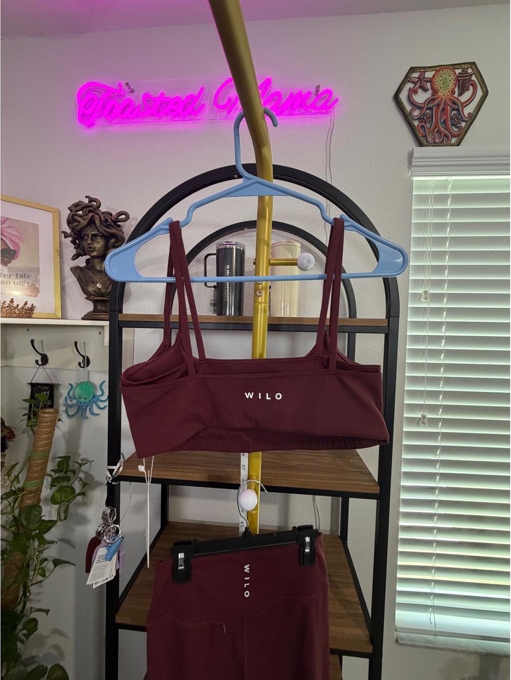Wilo The Label 2-Piece Double Layer Bra & Legging Set in Burgundy Size Med - NWT - Picture 7 of 9